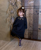 Rora ワンピース 通販 ダリア ストーンワンピース 子供服 キッズワンピース 長袖 カジュアル チュール レース 女の子 キッズ 子供 こども 子ども お出かけ フォーマル おしゃれ かわいい