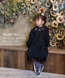 Rora ワンピース 通販 ダリア ストーンワンピース 子供服 キッズワンピース 長袖 カジュアル チュール レース 女の子 キッズ 子供 こども 子ども お出かけ フォーマル おしゃれ かわいい