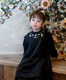 Rora ワンピース 通販 ダリア ストーンワンピース 子供服 キッズワンピース 長袖 カジュアル チュール レース 女の子 キッズ 子供 こども 子ども お出かけ フォーマル おしゃれ かわいい