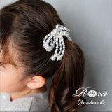 ヘアゴム リボン キッズ 通販 Rora ローラ きらめきパール 髪ゴム 髪飾り 髪どめ 髪留め ヘアアクセサリー 子供 子ども 女の子 大人 発表会 結婚式 入学式 卒業式 フォーマル かわいい