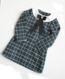 Rora ワンピース 通販 パハリータ ブローチ付きワンピース 子供服 ワンピ 長袖 フォーマルワンピース ツイード リボン 女の子 キッズ 子供 こども 子ども 入園 卒園 入学 結婚式