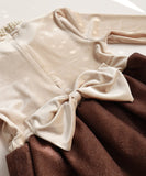 Rora ワンピース 通販 セリーナ ドッキングワンピース 子供服 ワンピ 長袖 フォーマルワンピース パール リボン 女の子 キッズ 子供 こども 子ども 結婚式 パーティー 入園 卒園 入学