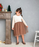 Rora ワンピース 通販 セリーナ ドッキングワンピース 子供服 ワンピ 長袖 フォーマルワンピース パール リボン 女の子 キッズ 子供 こども 子ども 結婚式 パーティー 入園 卒園 入学