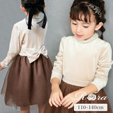 Rora ワンピース 通販 セリーナ ドッキングワンピース 子供服 ワンピ 長袖 フォーマルワンピース パール リボン 女の子 キッズ 子供 こども 子ども 結婚式 パーティー 入園 卒園 入学