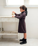 Rora ワンピース 通販 ビオラ パール付きバルーンワンピース 子供服 ワンピ 長袖 フォーマルワンピース コクーン パール 女の子 キッズ 子供 こども 子ども 結婚式 パーティー 入園 卒園