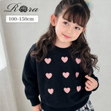 子供服 女の子 トレーナー 通販 Rora ロマンティカ プルオーバー スウェット 長袖 ハート かわいい おしゃれ 可愛い オシャレ カジュアル 通学 通園 普段着 お出かけ 保育園 幼稚園