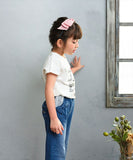 Rora デニムパンツ 通販 ローラ ラズリ ジーンズ パンツ ロールアップデニム キッズ 女の子 レース リボン 春夏 春秋 七分丈 九分丈 7分丈 9分丈 動きやすい ストレッチ おでかけ