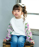 Rora トップス 通販 ローラ シャル トレーナー スウェットシャツ キッズ 子供 女の子 長袖 パフスリーブ 花柄 春秋 秋冬 袖フリル 綿100% かわいい おしゃれ 可愛い カジュアル シンプル