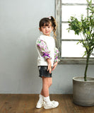 Rora トップス 通販 ローラ シャル トレーナー スウェットシャツ キッズ 子供 女の子 長袖 パフスリーブ 花柄 春秋 秋冬 袖フリル 綿100% かわいい おしゃれ 可愛い カジュアル シンプル