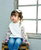 Rora トップス 通販 ローラ シャル トレーナー スウェットシャツ キッズ 子供 女の子 長袖 パフスリーブ 花柄 春秋 秋冬 袖フリル 綿100% かわいい おしゃれ 可愛い カジュアル シンプル