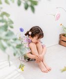 Rora 甚平 キッズ 女の子 通販 ローラ はなよい 花宵 上下セット セットアップ 半袖 かわいい 可愛い 紫 パープル 浴衣 フリル レース帯 夏祭り 盆踊り 花火大会 幼稚園 保育園 小学生