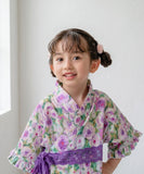 Rora 甚平 キッズ 女の子 通販 ローラ はなよい 花宵 上下セット セットアップ 半袖 かわいい 可愛い 紫 パープル 浴衣 フリル レース帯 夏祭り 盆踊り 花火大会 幼稚園 保育園 小学生