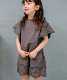 Rora キッズ Tシャツ 半袖 女の子 通販 ローラ カラハナ カットソー 半袖Tシャツ 夏服 半袖トップス トップス 袖フリル 綿100% コットン100 チャコールグレー 可愛い おしゃれ かわいい