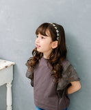 Rora キッズ Tシャツ 半袖 女の子 通販 ローラ カラハナ カットソー 半袖Tシャツ 夏服 半袖トップス トップス 袖フリル 綿100% コットン100 チャコールグレー 可愛い おしゃれ かわいい