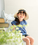 Rora キッズ Tシャツ 半袖 女の子 通販 ローラ カリン カットソー 半袖Tシャツ 夏服 半袖トップス トップス 袖フリル 綿100% コットン100 ダスティーブルー 可愛い おしゃれ かわいい