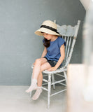 Rora キッズ Tシャツ 半袖 女の子 通販 ローラ カリン カットソー 半袖Tシャツ 夏服 半袖トップス トップス 袖フリル 綿100% コットン100 ダスティーブルー 可愛い おしゃれ かわいい