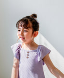 Rora キッズ Tシャツ 半袖 女の子 通販 ローラ ベリーベリー カットソー 半袖Tシャツ 夏服 半袖トップス トップス 袖フリル 伸縮 動きやすい アヤメ パープル 紫 可愛い おしゃれ
