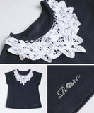 Rora キッズ Tシャツ 半袖 女の子 通販 ローラ ヨル カットソー 半袖Tシャツ 夏服 半袖トップス トップス レース 吸湿速乾 UVカット 接触冷感 ブラック 黒 可愛い おしゃれ かわいい