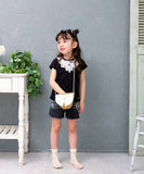 Rora キッズ Tシャツ 半袖 女の子 通販 ローラ ヨル カットソー 半袖Tシャツ 夏服 半袖トップス トップス レース 吸湿速乾 UVカット 接触冷感 ブラック 黒 可愛い おしゃれ かわいい