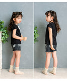 Rora キッズ Tシャツ 半袖 女の子 通販 ローラ ヨル カットソー 半袖Tシャツ 夏服 半袖トップス トップス レース 吸湿速乾 UVカット 接触冷感 ブラック 黒 可愛い おしゃれ かわいい