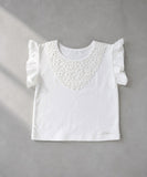 Rora キッズ Tシャツ 半袖 女の子 通販 ローラ アルバ カットソー 半袖Tシャツ 夏服 半袖トップス トップス 袖フリル 吸湿速乾 UVカット 接触冷感 ホワイト 白 可愛い おしゃれ かわいい