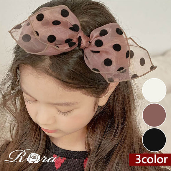 Rora カチューシャ 通販 リボン チュール 水玉 48392102 髪飾り ヘッドドレス 子供 女の子 フォーマル 可愛い おしゃれ 発表会 入園式 卒園式 入学式 子ども用アクセサリー ヘアアレンジ