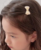 Rora ヘアクリップ キッズ 通販 サラン リボンヘアクリップ ヘアピン 髪飾り 髪留め パール リボン ゴールド 女の子 子供 子ども こども フォーマル 磁石 マグネット カジュアル 卒園式