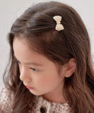 Rora ヘアクリップ キッズ 通販 サラン リボンヘアクリップ ヘアピン 髪飾り 髪留め パール リボン ゴールド 女の子 子供 子ども こども フォーマル 磁石 マグネット カジュアル 卒園式