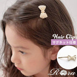 Rora ヘアクリップ キッズ 通販 サラン リボンヘアクリップ ヘアピン 髪飾り 髪留め パール リボン ゴールド 女の子 子供 子ども こども フォーマル 磁石 マグネット カジュアル 卒園式