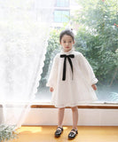 ワンピース キッズ 長袖 通販 ドレスワンピース 52032202 子供 ドレス 女の子 結婚式 パーティ 発表会 七五三 卒園式 入園式 入学式 総レース リボン 立ち襟 かわいい オシャレ 可愛い