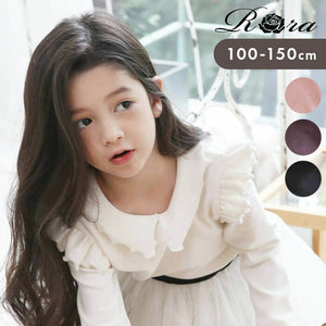 襟付き カットソー 長袖 キッズ 通販 トップス Tシャツ 女の子 襟あり フリル 子供 こども 子ども フォーマル きれいめ おしゃれ かわいい 可愛い 春秋 秋冬 カジュアル ナチュラル 春 秋