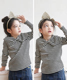 女の子 キッズ 長袖 Tシャツ 通販 ロンT 53062202 長袖Tシャツ カットソー リボン ボーダー おしゃれ かわいい オシャレ 可愛い カジュアル 秋 冬 秋冬 こども 女子 小学生 トップス