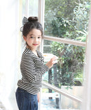 女の子 キッズ 長袖 Tシャツ 通販 ロンT 53062202 長袖Tシャツ カットソー リボン ボーダー おしゃれ かわいい オシャレ 可愛い カジュアル 秋 冬 秋冬 こども 女子 小学生 トップス