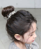 Rora シュシュ キッズ 通販 ルーム 髪飾り お団子 ヘアゴム ポニーテール ツイード パール 女の子 子供 子ども こども フォーマル 大人っぽい 上品 おしゃれ かわいい カジュアル 卒園式