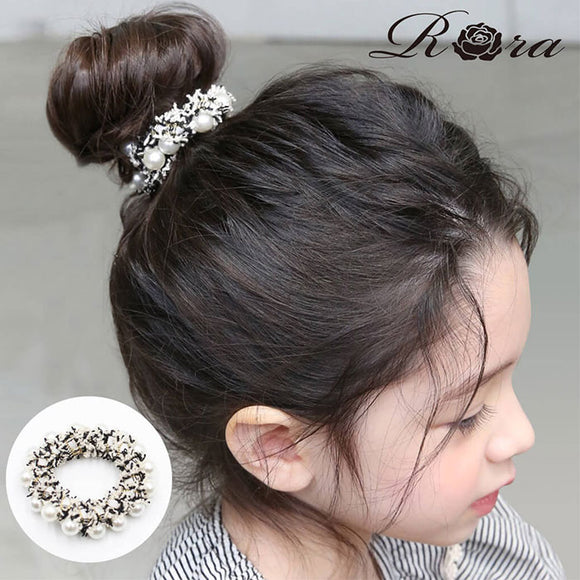 Rora シュシュ キッズ 通販 ルーム 髪飾り お団子 ヘアゴム ポニーテール ツイード パール 女の子 子供 子ども こども フォーマル 大人っぽい 上品 おしゃれ かわいい カジュアル 卒園式