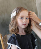 Rora ヘアクリップ キッズ 通販 ベイリー 髪飾り 髪留め リボン 大きめ レース パール ホワイト 女の子 子供 子ども こども フォーマル ナチュラル カジュアル 卒園式 入学式 結婚式