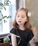 Rora ヘアクリップ キッズ 通販 ベイリー 髪飾り 髪留め リボン 大きめ レース パール ホワイト 女の子 子供 子ども こども フォーマル ナチュラル カジュアル 卒園式 入学式 結婚式