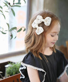 Rora ヘアクリップ キッズ 2個セット 通販 ライリー 髪飾り 髪留め リボン 大きめ レース ホワイト 女の子 子供 子ども こども フォーマル ナチュラル カジュアル 卒園式 入学式 結婚式