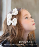 Rora ヘアクリップ キッズ 2個セット 通販 ライリー 髪飾り 髪留め リボン 大きめ レース ホワイト 女の子 子供 子ども こども フォーマル ナチュラル カジュアル 卒園式 入学式 結婚式