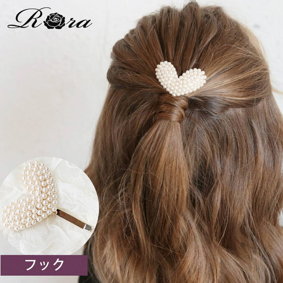Rora ポニーフック 通販 ハートン 髪飾り ポニー フック ヘアカフ ヘアフック ポニーテール ハート パール ゴールド 女の子 子供 子ども こども フォーマル 卒園式 入学式 卒業式 結婚式