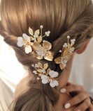 Rora ヘアクリップ キッズ 3個セット 通販 ローレン 花冠 髪飾り 髪留め 花 フラワー ゴールド 女の子 子供 子ども こども フォーマル 大人っぽい 上品 結婚式 パーティー 発表会 卒園式