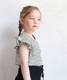 キッズ Tシャツ 半袖 女の子 通販 カットソー 73022401 半袖Tシャツ 夏服 フリル ボーダー ハート ワンポイント ドロップショルダー 可愛い おしゃれ かわいい オシャレ こども 女子 通園