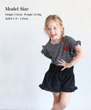 キッズ Tシャツ 半袖 女の子 通販 カットソー 73022401 半袖Tシャツ 夏服 フリル ボーダー ハート ワンポイント ドロップショルダー 可愛い おしゃれ かわいい オシャレ こども 女子 通園