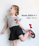 キッズ Tシャツ 半袖 女の子 通販 カットソー 73022401 半袖Tシャツ 夏服 フリル ボーダー ハート ワンポイント ドロップショルダー 可愛い おしゃれ かわいい オシャレ こども 女子 通園