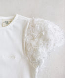 キッズ Tシャツ 半袖 女の子 通販 カットソー 73052401 半袖Tシャツ 夏服 パフスリーブ 白 ホワイト シンプル 無地 可愛い おしゃれ かわいい オシャレ こども 女子 通園 通学 トップス