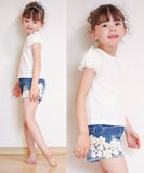 キッズ Tシャツ 半袖 女の子 通販 カットソー 73052401 半袖Tシャツ 夏服 パフスリーブ 白 ホワイト シンプル 無地 可愛い おしゃれ かわいい オシャレ こども 女子 通園 通学 トップス