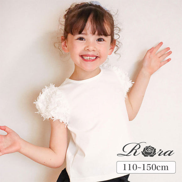 キッズ Tシャツ 半袖 女の子 通販 カットソー 73052401 半袖Tシャツ 夏服 パフスリーブ 白 ホワイト シンプル 無地 可愛い おしゃれ かわいい オシャレ こども 女子 通園 通学 トップス