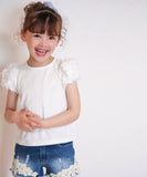 キッズ Tシャツ 半袖 女の子 通販 カットソー 73052401 半袖Tシャツ 夏服 パフスリーブ 白 ホワイト シンプル 無地 可愛い おしゃれ かわいい オシャレ こども 女子 通園 通学 トップス