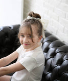 Rora シュシュ キッズ 通販 ミルククリーム 髪飾り お団子 ヘアゴム ポニーテール リボン 大きめ レース 女の子 子供 子ども こども フォーマル 大人っぽい 上品 卒園式 入学式