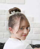 Rora シュシュ キッズ 通販 ミルククリーム 髪飾り お団子 ヘアゴム ポニーテール リボン 大きめ レース 女の子 子供 子ども こども フォーマル 大人っぽい 上品 卒園式 入学式